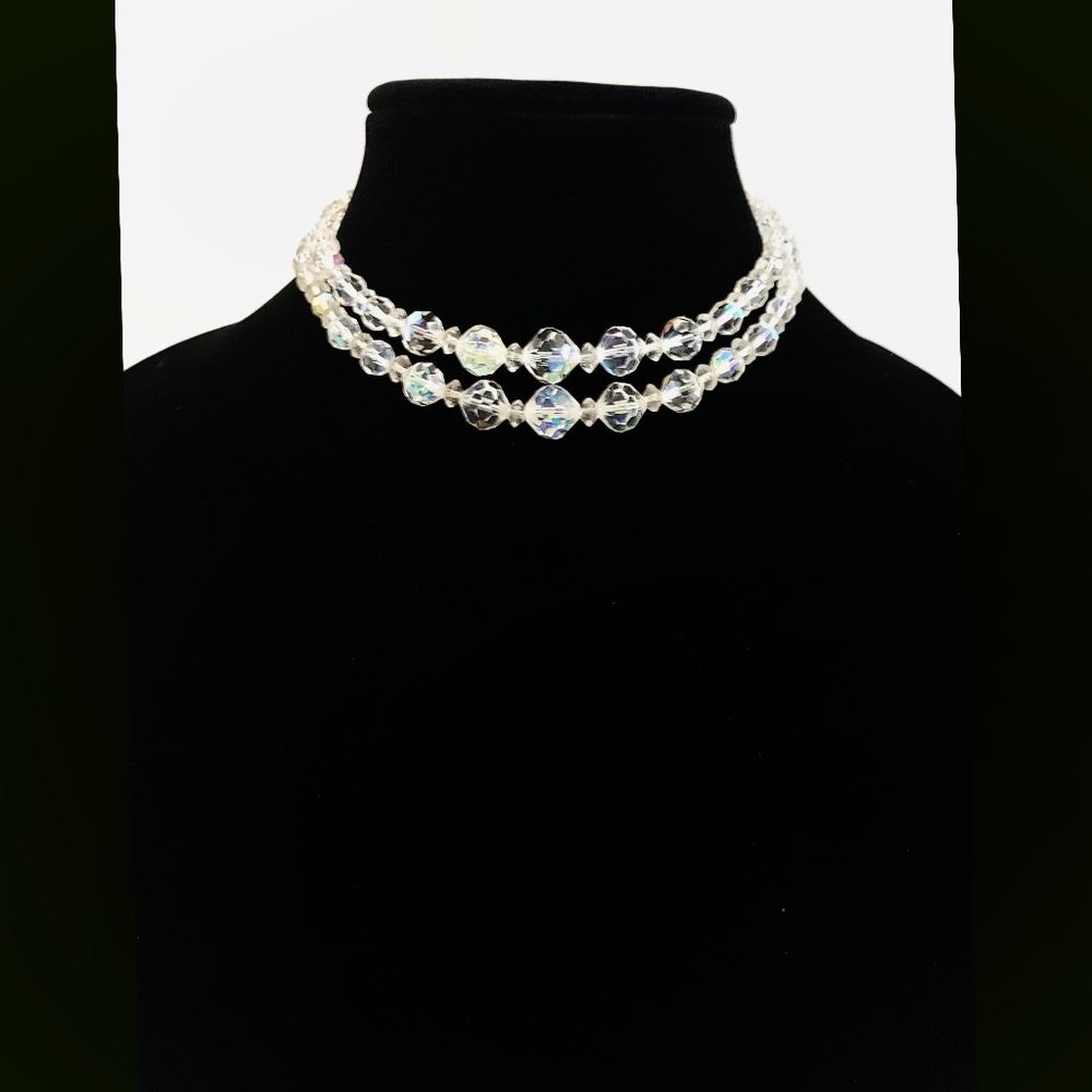Vintage Double Strand Aurora Borealis Choker - image 5